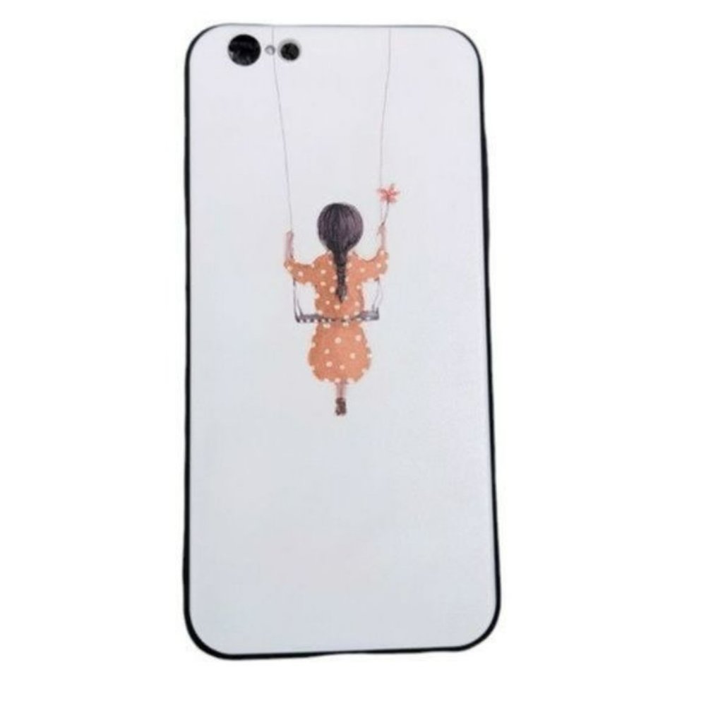 Society 6 iPhone Case Illustrated White and Orange Line Drawing Girl